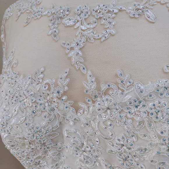 Glow size 20 trumpet mermaid wedding dress. Lace, mesh, appliqué. - Picture 5 of 16